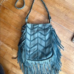 Cut n paste fringe leather purse